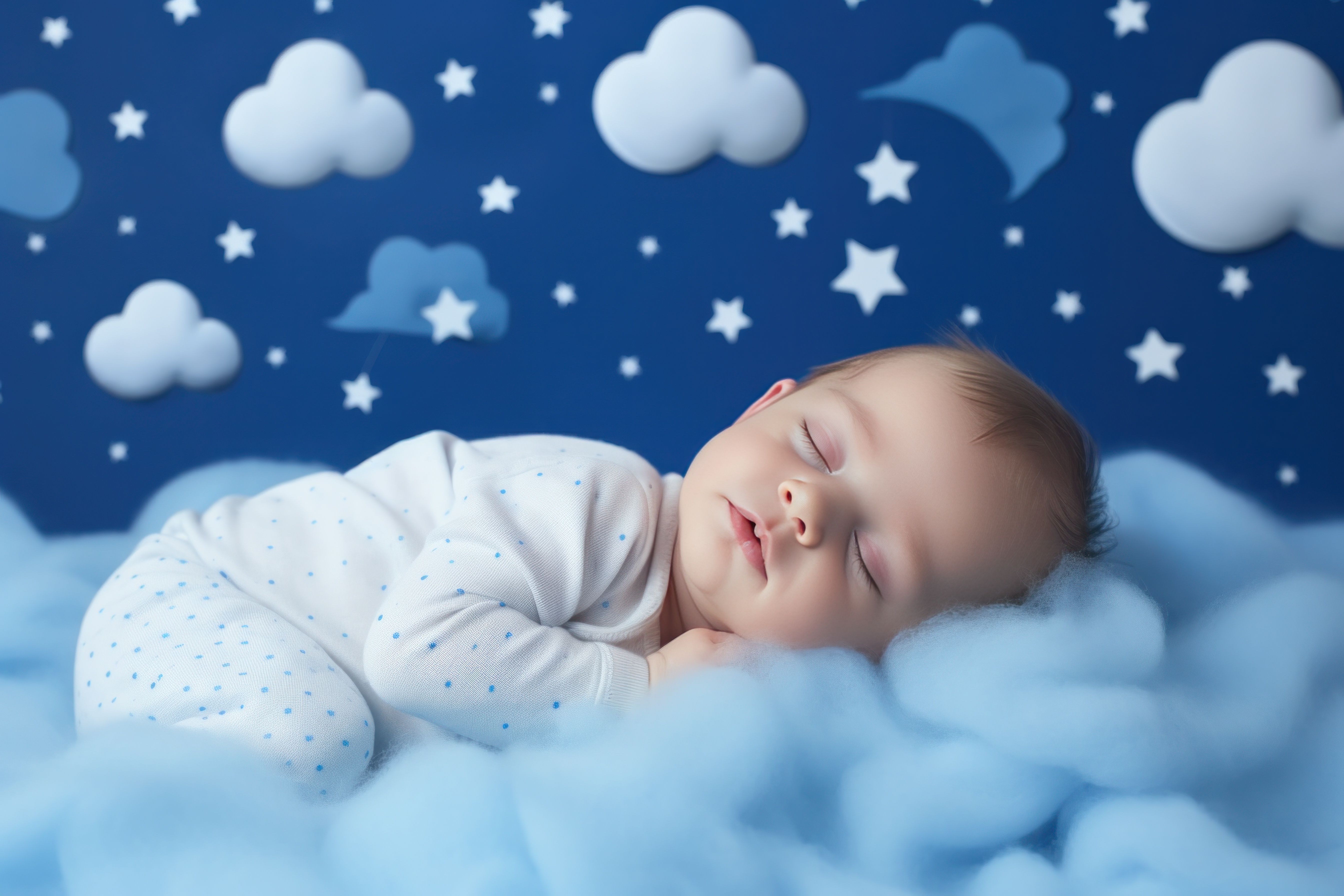 Baby schläft auf Wolken